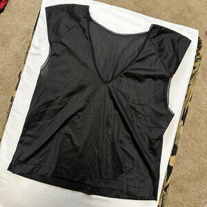 Vintage Ms. Leslee Lingerie black v neck sheer tank top camisole
